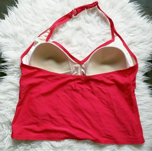 St. John's Bay Red Halter Swim Tankini - Picture 3 of 6